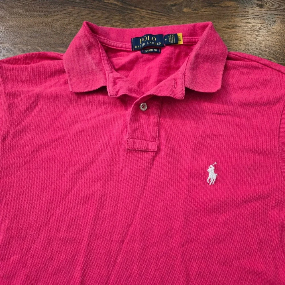 Polo Ralph Lauren Mens Classic Fit Pink Cotton Pique Short Sleeve Polo Shirt M
